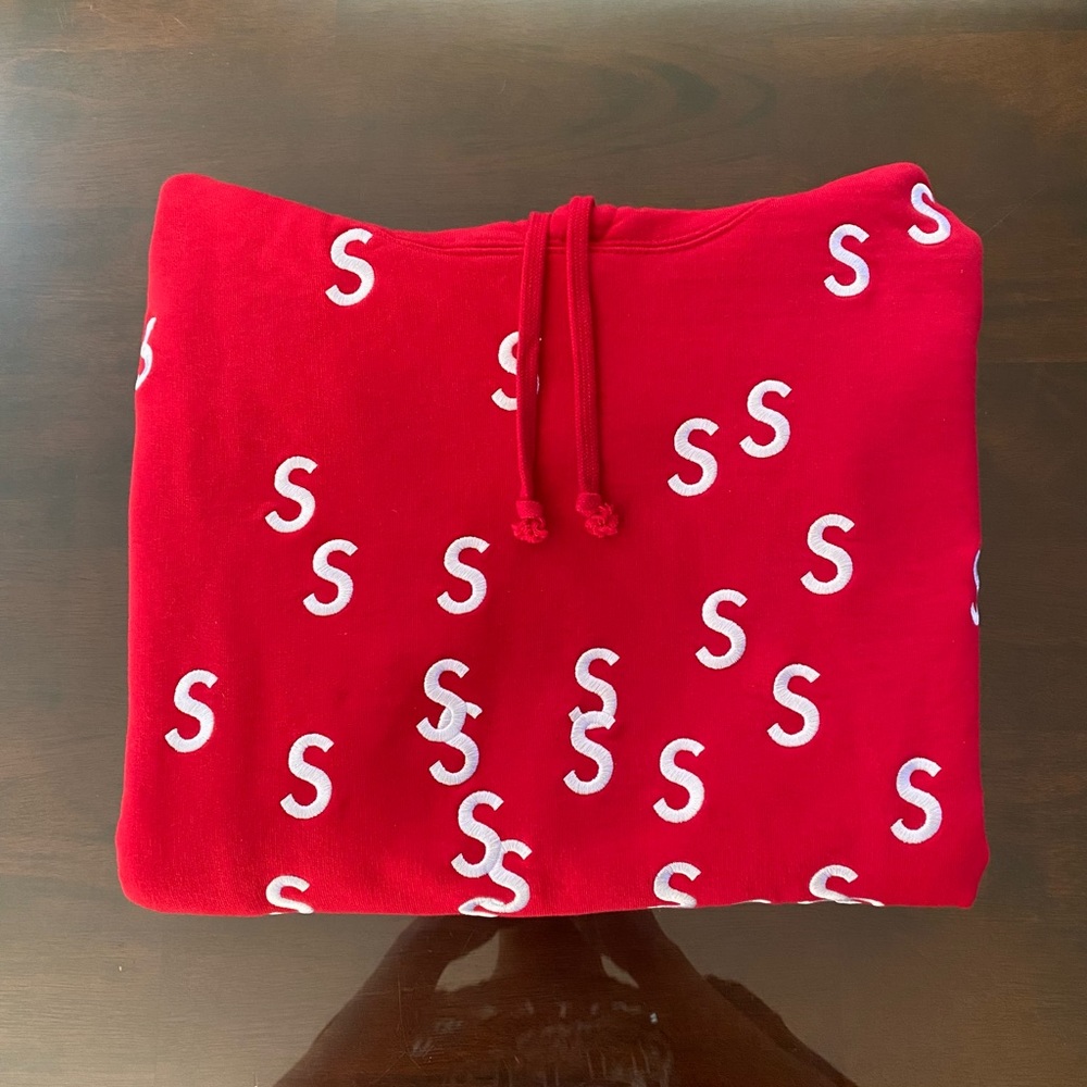 Supreme Embroidered S Hoodie Size Small (Used)